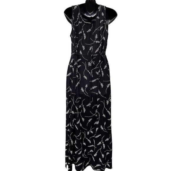 90s VTG Molly Malloy Sleeveless Floral Maxi Black Dress With Cover Women’s 12 - Picture 9 of 16